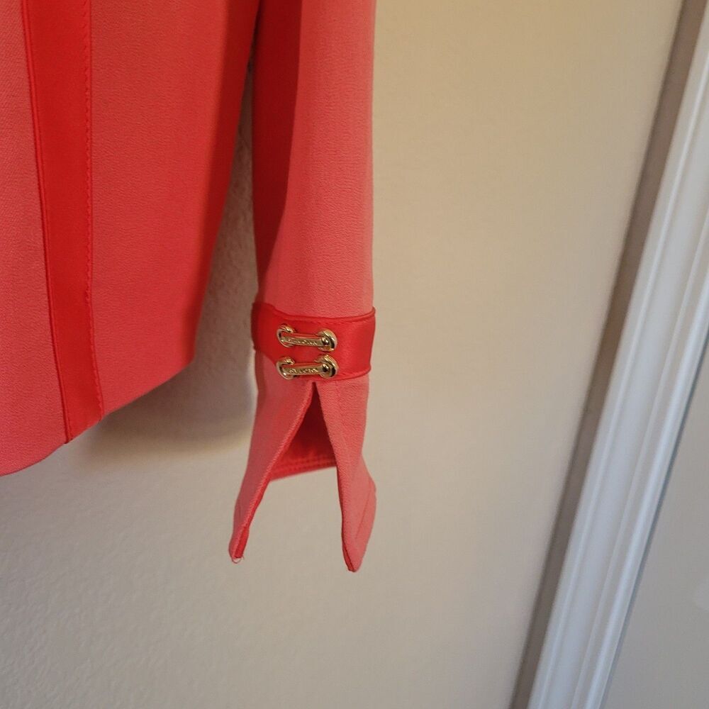 ST. JOHN SPORT MARIE GRAY Womens Orange Zip Up Jacket Blazer size Large Pockets - Picture 8 of 10